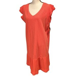 AnyBody Regular Slub Jersey and Gauze Mixed Dress Size Medium Spiced Coral‎ NWT